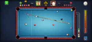 Green table mid-frame with the aiming line drawn to a pocket