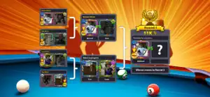 Tournament bracket of eight players with a prize pot above