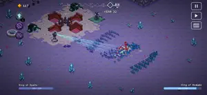 A purple-lit battle between the King of Spells and the King of Nomads across a citadel