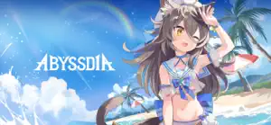Abyssdia title art with a cat-eared heroine on a beach