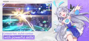 A tag-team skill lighting up a battlefield beside a white-haired Vanguard — Unleash fast, stylish combat