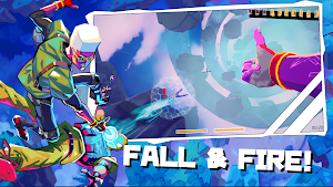 Smoke Wallace free-falling through pink clouds firing a finger gun — Fall & Fire!