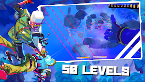 Diving through a field of red laser lines and floating rocks — 50 Levels