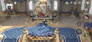 A voxel throne room with a golden statue and a dialogue prompt