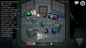 Lobby settings with impostor count and role options open