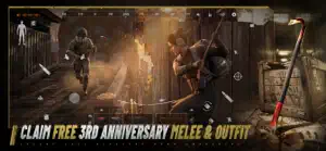A fire axe on a wall and an operator in a workshop — Claim Free 3rd Anniversary Melee & Outfit