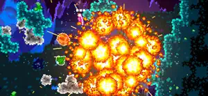 A huge orange fireball engulfing an asteroid as ships scatter