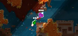 Ships dogfighting through an autumn canyon with rock walls