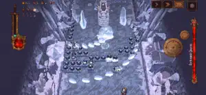 A frozen cavern with white ice enemies circling the pit floor