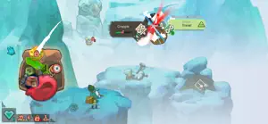 Bag full of tools and fruit beside a snowy peak node with a pink hazard and a Trivial challenge tag