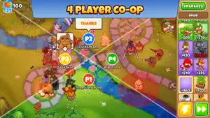 Four-player co-op match with each player holding a section