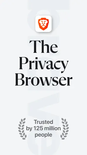 Brave lion icon above the headline The Privacy Browser on a plain light background with a laurel badge