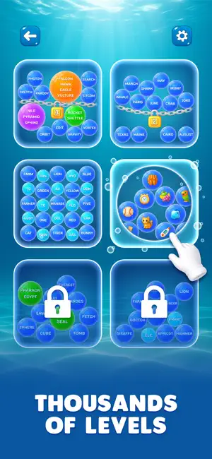 Level map of six bubble boards, two closed with padlocks and two holding chained clusters