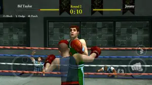 Boxing match against Bif Taylor in the ring, round 2 with 0:10 on the clock