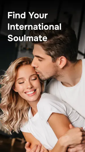 Opening promo frame with the headline Find Your International Soulmate over a smiling couple in white T-shirts