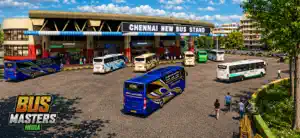 Chennai New Bus Stand with blue, white and green buses pulling in past a crowd