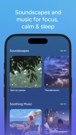 Soundscape shelf offering rain on leaves and a thunderstorm