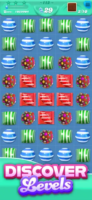Board of soda bottles and striped sweets on level 112