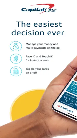 Feature card promising payments, biometric access and card on-off toggles