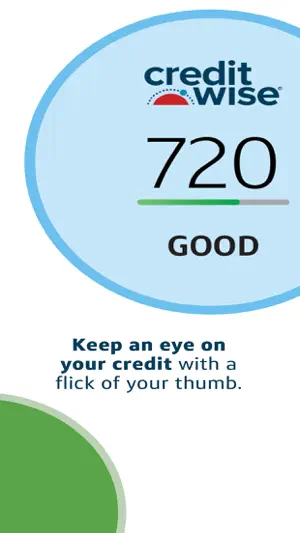 CreditWise dial showing a score of 720 rated Good