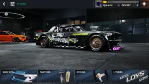 A black Mustang-style car with Street livery in the styling garage