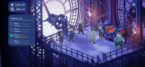 A clock tower interior with gears and a suspect in a top hat