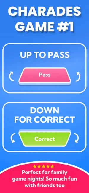 Tilt guide: tilt the phone up for a pink Pass button, down for a green Correct button