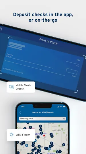 Mobile cheque deposit capture above an ATM and branch finder map