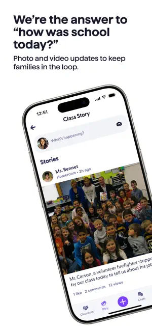 Class Story post with a photo, two comments and twelve views