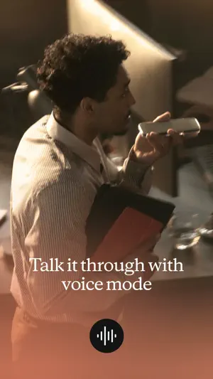 Voice mode promoted over a photo of someone speaking into a phone