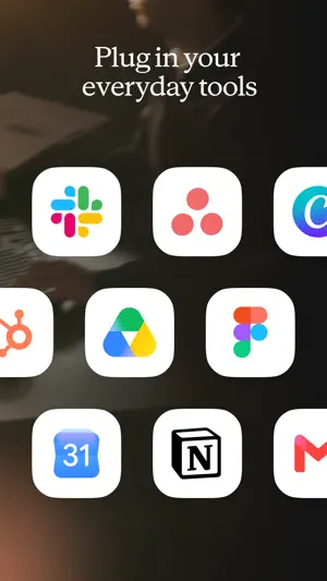 Connector icons for Slack, Asana, Drive, Figma, Notion and Gmail