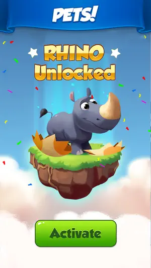 Rhino pet unlocked with an Activate button beneath it