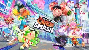 CookieRun: OvenSmash key art with Cookies leaping through a neon city