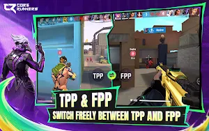 TPP & FPP — a third-person view beside a first-person view down a gold rifle