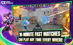 10-Minute Fast Matches — a firefight by a blue doorway with a defender's shield ability
