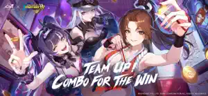 Key art of the cast — a gunner, an idol fighter and Mai Shiranui — captioned team up, combo for the win
