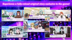 Six voiced story scenes with dialogue boxes for characters including Miyu, Towa, Rika, Rei, Kyoko and Aoi
