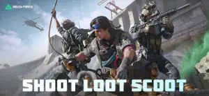 Shoot Loot Scoot key art with operators rappelling from a helicopter in desert gear