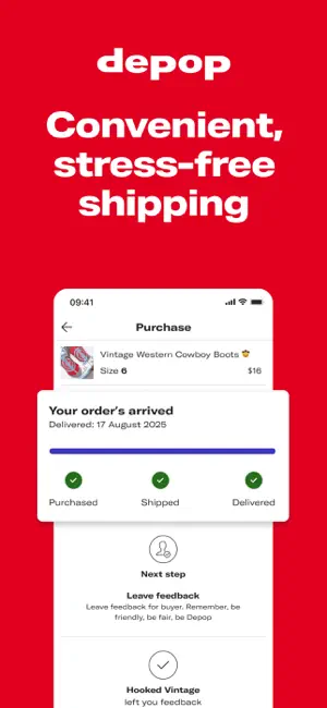 Purchase tracker showing an order marked purchased, shipped and delivered