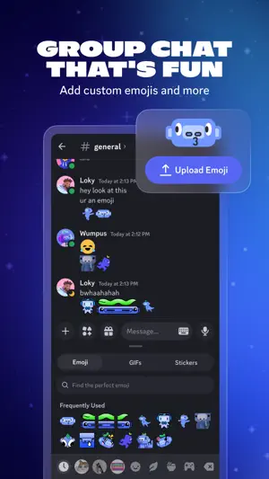 Text channel with custom emoji being uploaded to the server