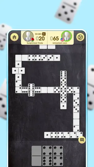 Chalkboard table theme late in a round with the opponent on 65 points