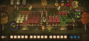 A large walled farm of crops with beefalo grazing beyond the fence