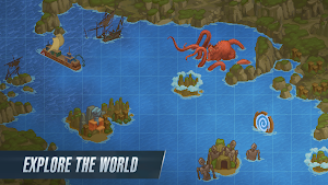 A sea map of islands with a kraken in the corner — Explore the World