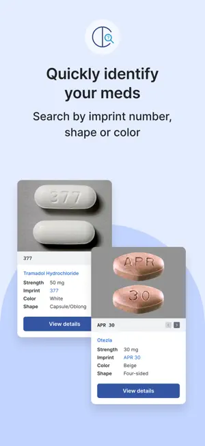 Pill Identifier results for imprint 377, tramadol hydrochloride 50 mg, and APR 30, Otezla 30 mg, with color and shape