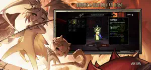 A blonde durian heroine with a spear beside the character-select screen — Become a Durian Hero