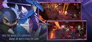 A blue-armoured hero over a top-down arena fight — Face the Rogue-lite Gameplay