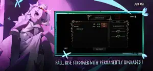 A white-robed mage beside the upgrade screen — Fall, Rise Stronger With Permanent Upgrades