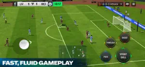 Fast, Fluid Gameplay: a Liverpool attack down the wing with sprint and skill buttons