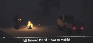 Two figures by a campfire beside the truck at night — Beloved PC hit, now on mobile