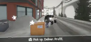Loading a box into the truck outside a red building — Pick up, deliver, profit